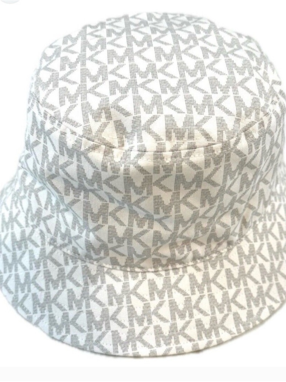 Michael Kors White & Light Gray Monogram Bucket Hat